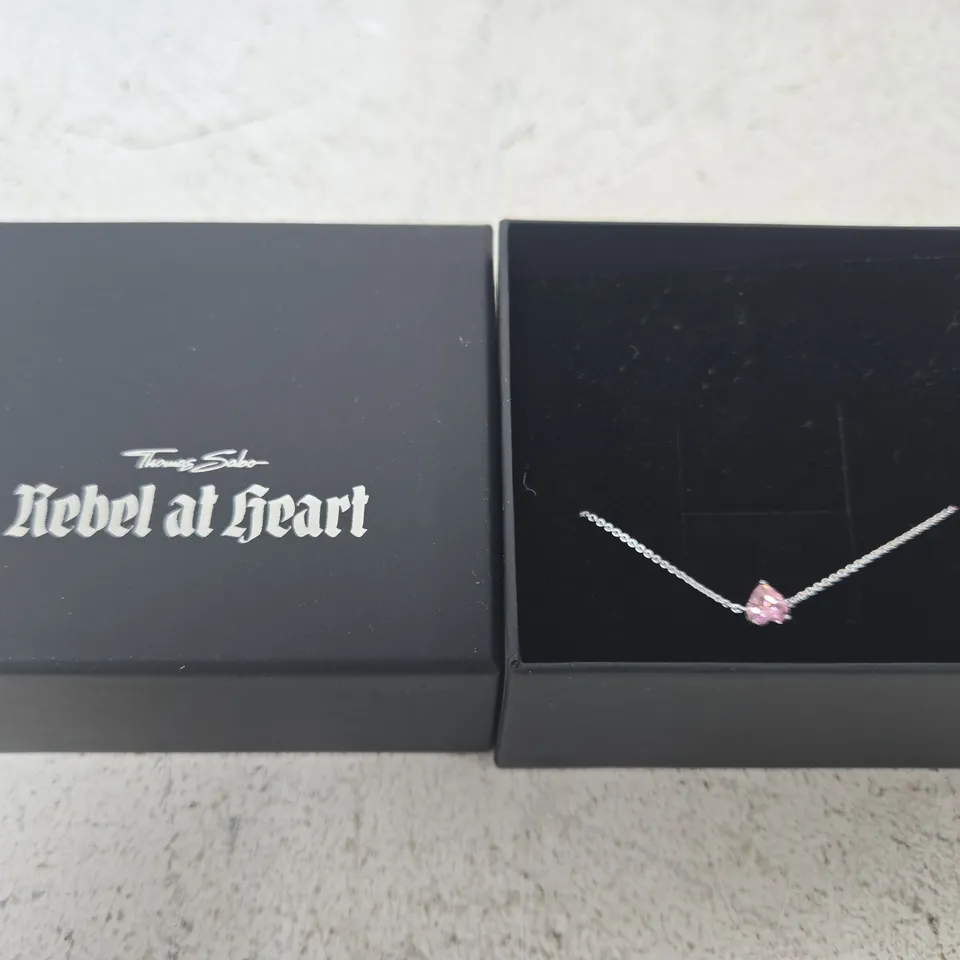 THOMAS SABO REBEL AT HEART NECKLACE – PINK HEART PENDANT