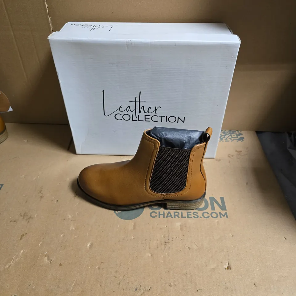 TAN LEATHER CHELSEA ANKLE BOOTS – LEATHER COLLECTION - UK SIZE 3