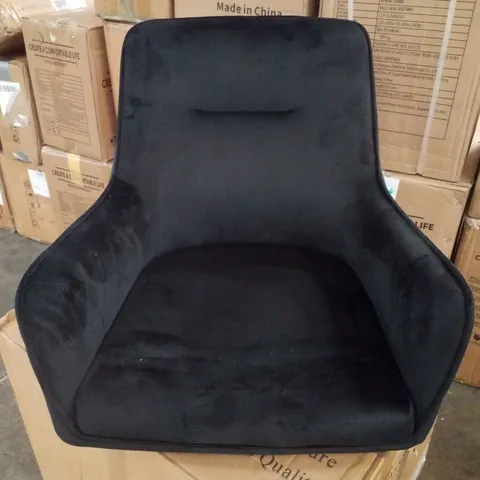 BOXED SET OF 2 BLACK VELVET CHAIRS