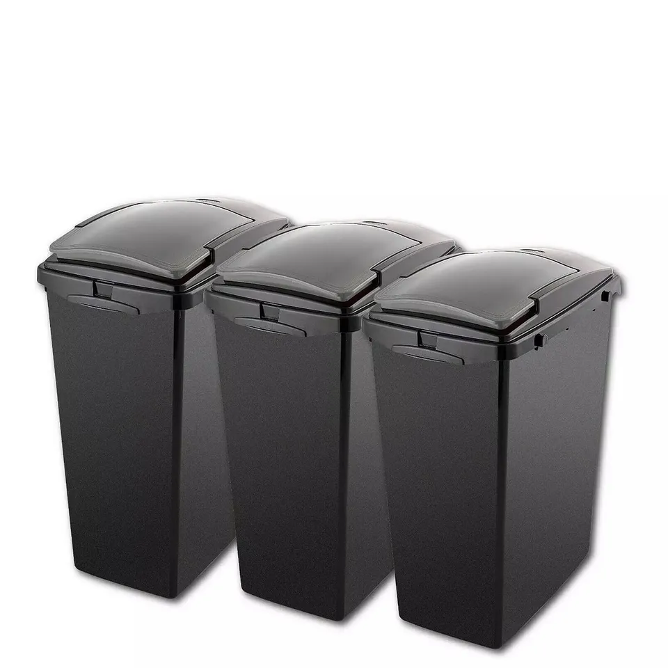 BOXED SET OF 3 RECYCLING KITCHEN UTILITY WASTE BINS