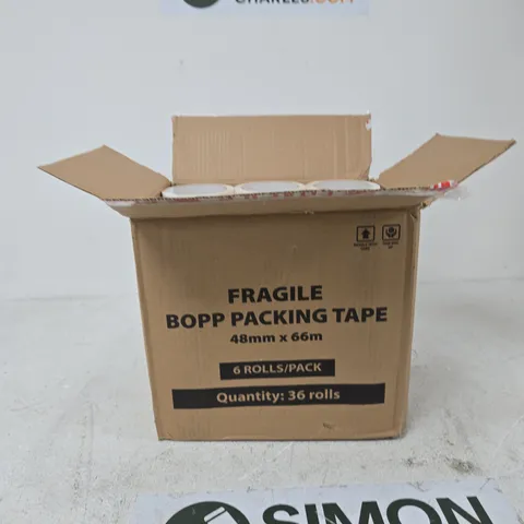BOPP PACKING TAPE 48MM X 66M, 6 ROLLS PER PACK (36 ROLLS TOTAL)