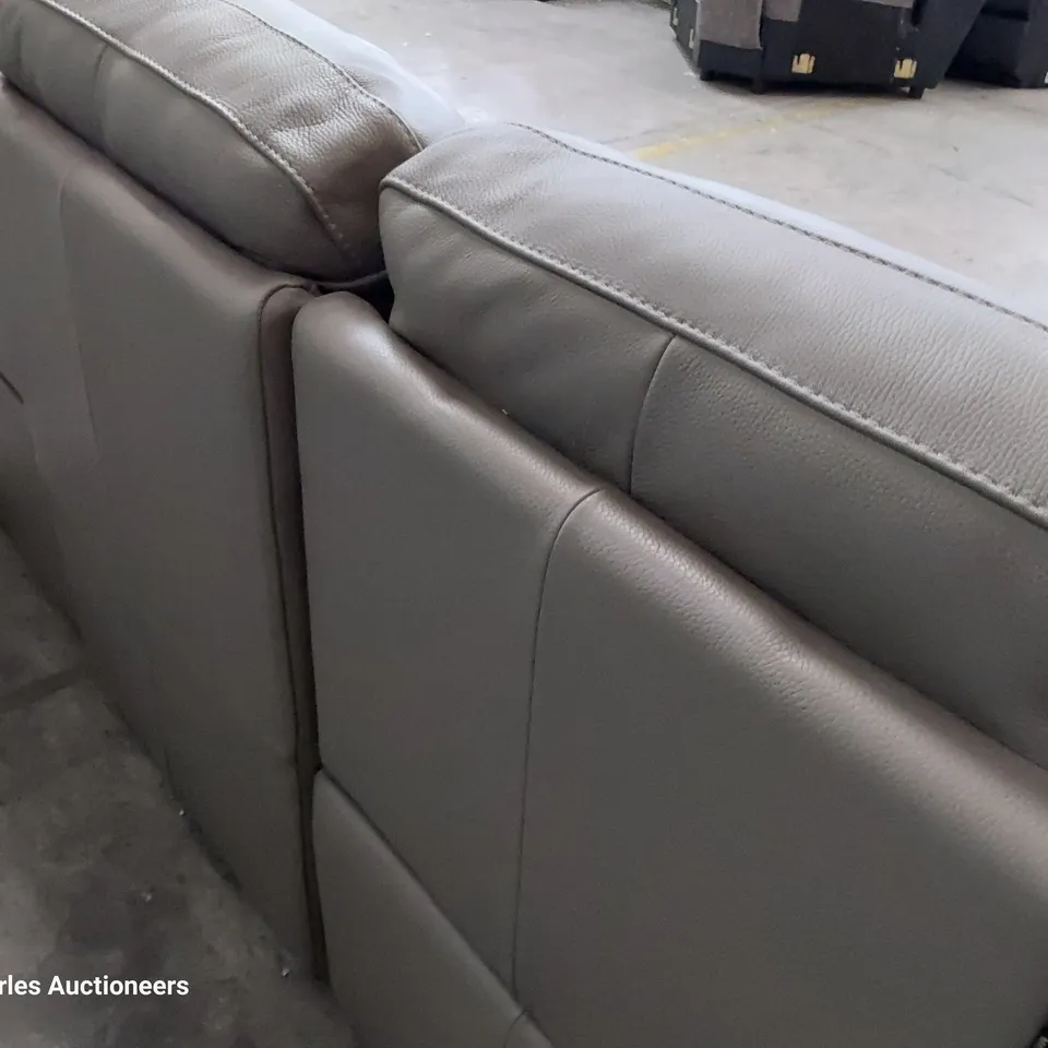 QUALITY ITALIAN DESIGNER PARMA RECLINING THREE SEATER SOFA MUSHROOM LEATHER 