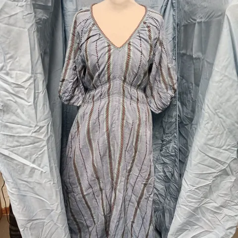 SUMMERY COPENHAGEN LIGHT-BLUE PATTERNED DRESS – WOMEN'S SIZE S