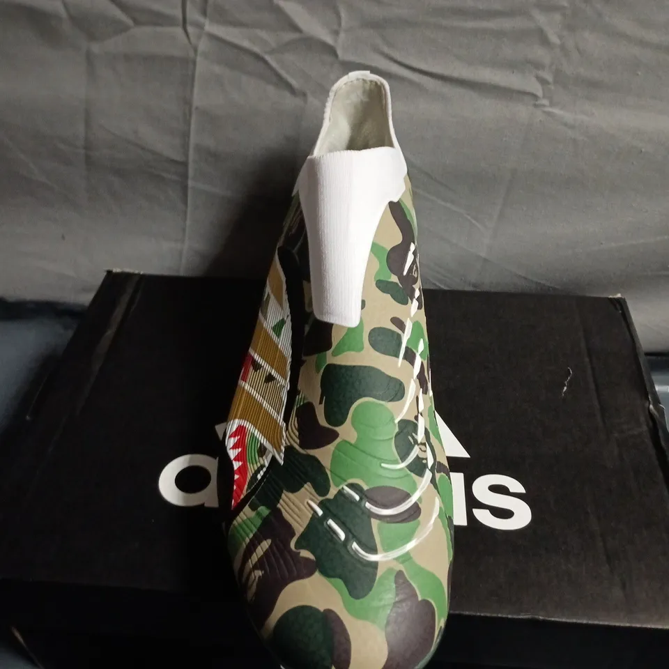 BOXED PAIR ADIDAS CAMOUFLAGE FOOTBALL BOOTS WITH SOCK COLLAR – UK SIZE 11