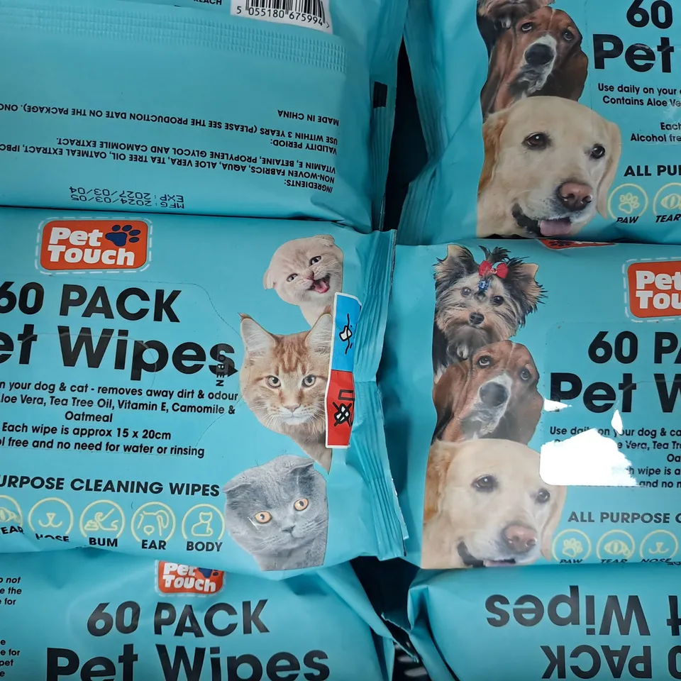 APPROXIMATELY 10 PACKS OF PET TOUCH PET WIPES