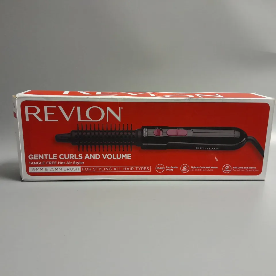 BOXED REVLON GENTLE CURLS AND VOLUME TANGLE FREE HOT AIR STYLER 