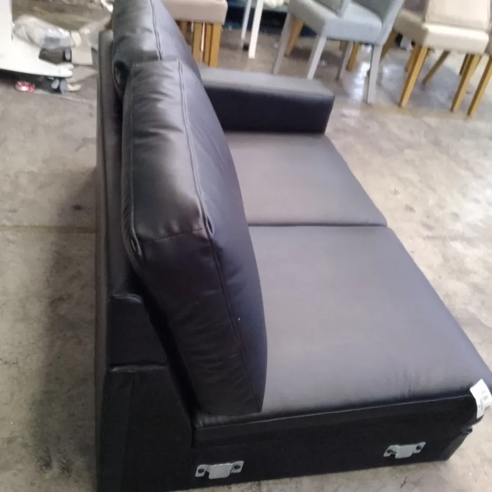 QUALITY DESIGNER BALTIMORE CORNER SOFA LHF SECTION - BLACK LEATHER