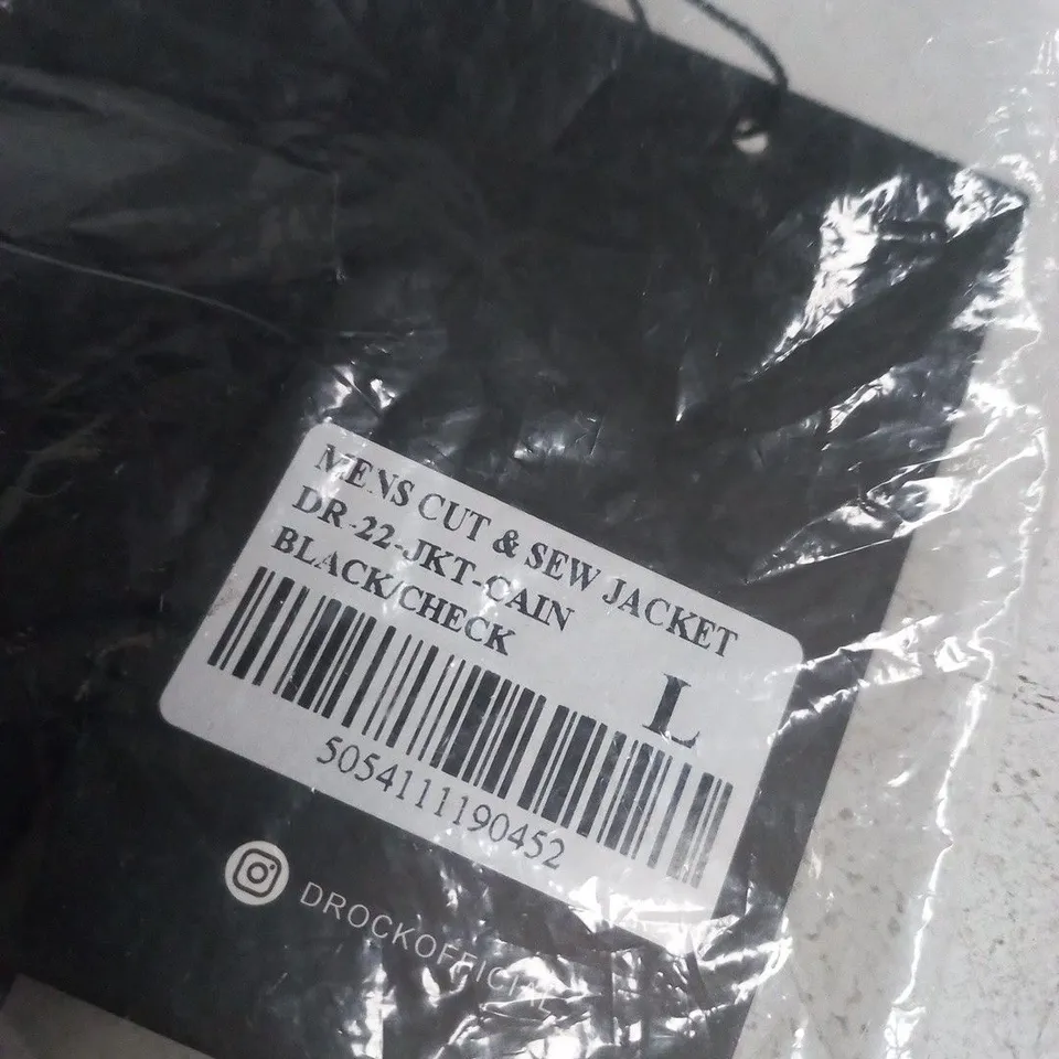 NEWS CUT & SEW JACKET – BLACK CHECK, SIZE L (D-ROCK OFFICIAL)