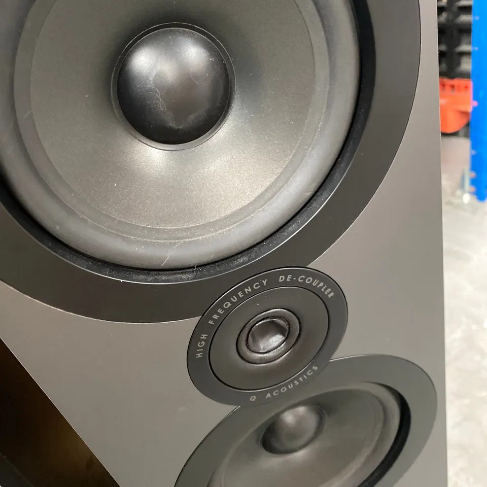 BOXED PAIR OF Q ACOUSTIC Q3050 GRAPHITE SPEAKERS