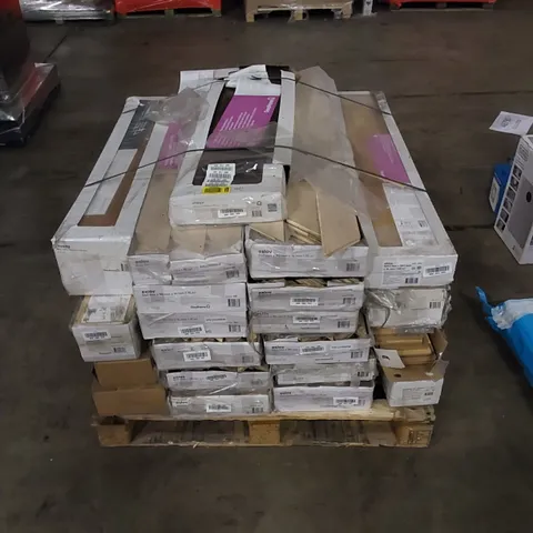 PALLET TO CONTAIN A LARGE ASSORTMENT OF GOODHOME FLOORING. COLOURS AND SPECIFICATIONS VARY