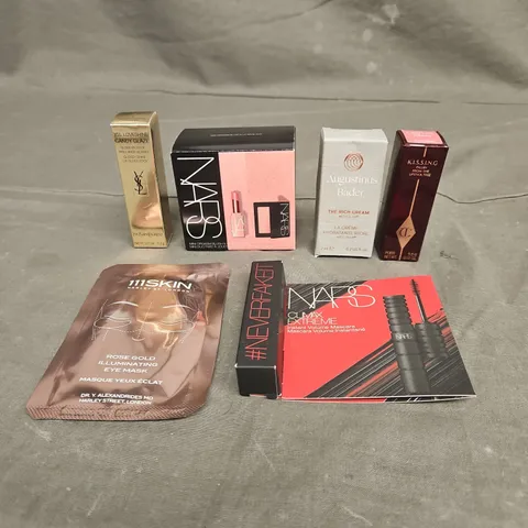 LOT OF 6 ASSORTED COSMETIC PRODUCTS TO INCLUDE - 111SKIN ROSE GOLD ILLUMINATING EYE MASK - CHARLOTTE TILBURY LIPSTICK IN ICON BABY - AUGUSTINUS BADER THE RICH CREAM - ETC