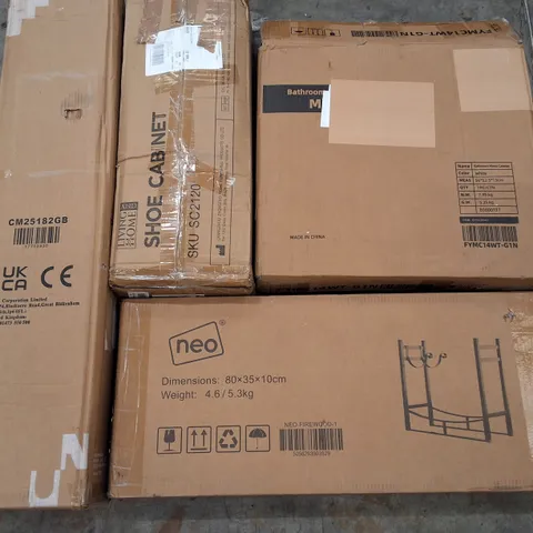 LOT OF 4 ASSORTED HOUSEHOLD ITEMS TO INCLUDE BATHROOM MIRROR CABINET AND SHOE CABINET