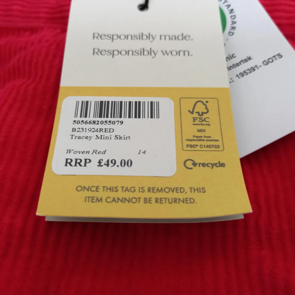 NOBODYS CHILD TRACEY MINI SKIRT IN RED - 14