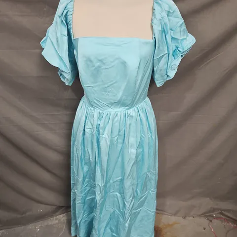 RO&ZO ALBA BARDOT PUFF SLEEVE MAXI DRESS IN BLUE SIZE 8