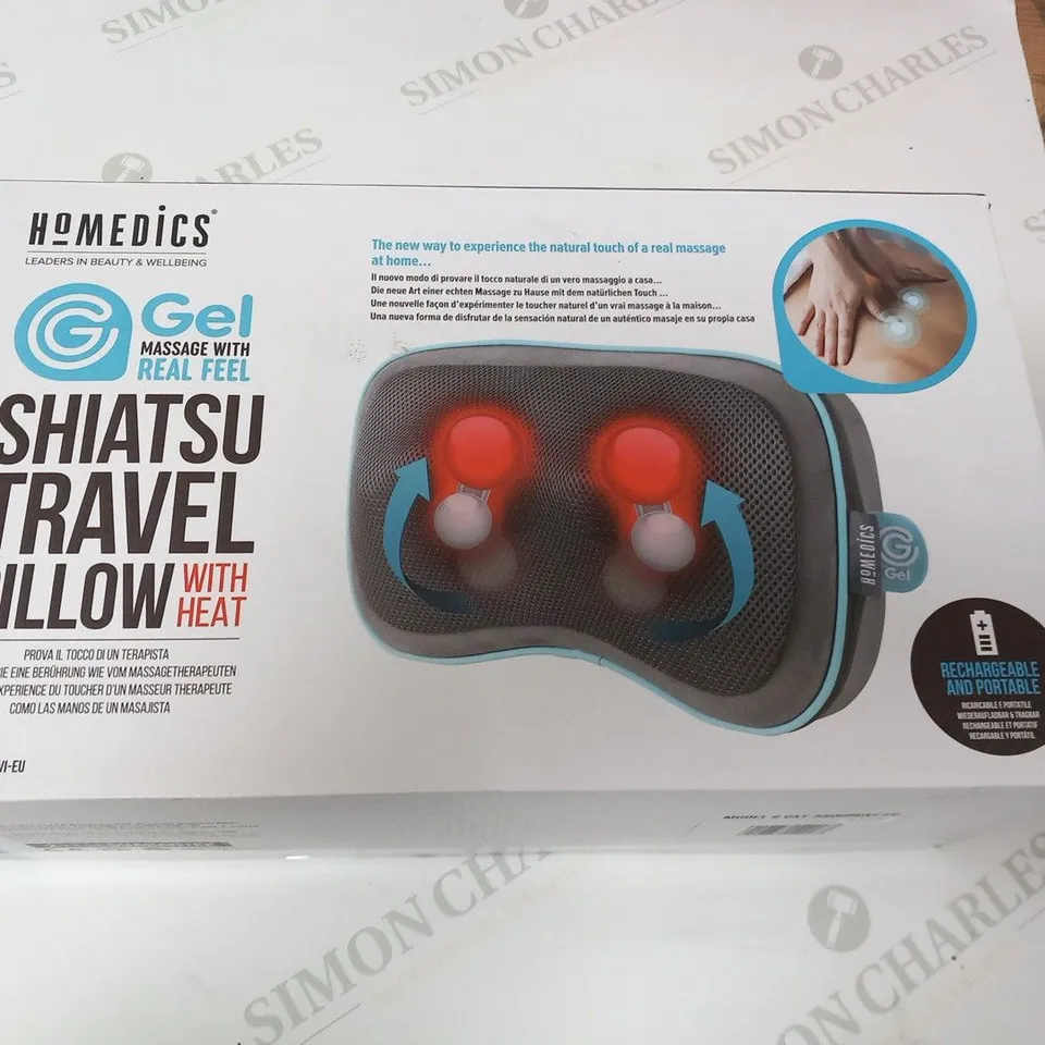 BOXED HOMEDICS GEL MASSAGE WITH REAL FEEL SHIATSU TRAVEL PILLOW WITH HEAT GST-550HRQVI-EU