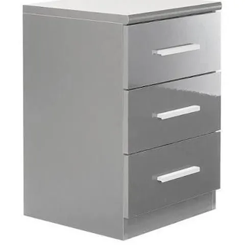 BOXED PRAGUE 3 DRAWER BEDSIDE CABINET - GREY (1 BOX)