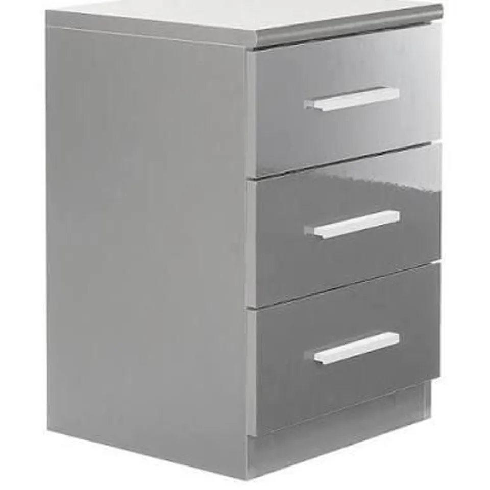 BOXED PRAGUE 3 DRAWER BEDSIDE CABINET - GREY (1 BOX)