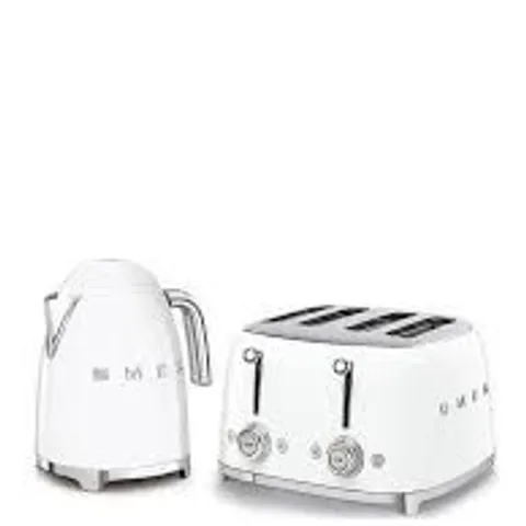 SMEG 50'S STYLE KETTLE KLF03WHUK AND 4-SLICE TOASTER