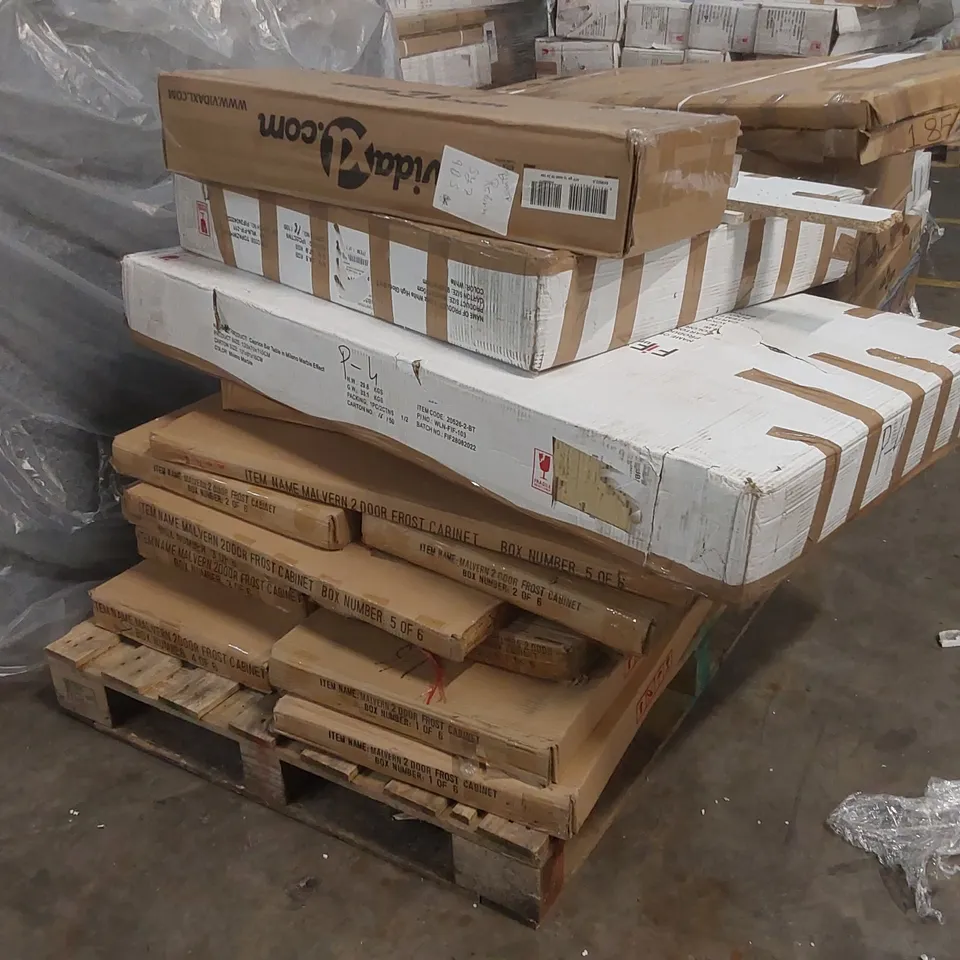 PALLET CONTAINING A LARGE QUANTITY OF ASSORTED DESIGNER FURNITURE PARTS