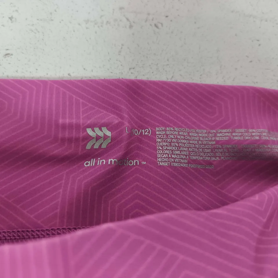 ALL IN MOTION PINK WOMEN'S LEGGINGS – UK 12 (L 10/12)