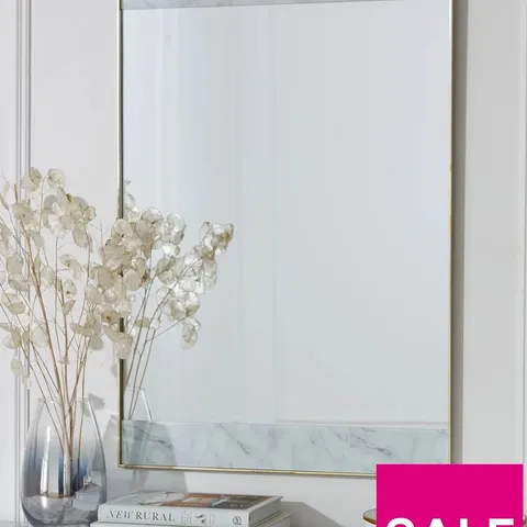 MARBLE/BRASS WALL MIRROR 91X61CM