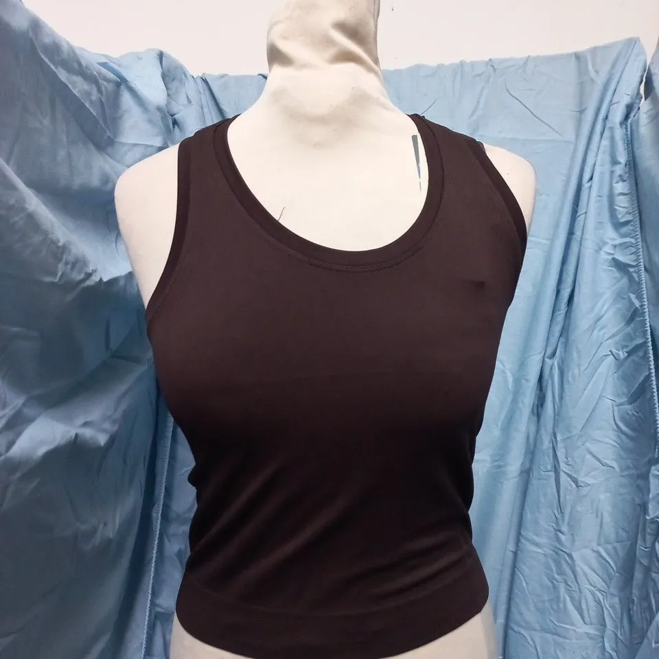SWEATY BETTY ATHLETE CROP SEAMLESS WORKOUT TANK TOP – ESPRESSO BROWN, UK XS (EU 36)