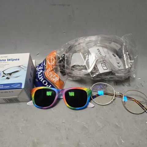 APPROXIMATELY 14 ASSORTED VISION CARE ITEMS TO INCLUDE - SUN GLASSES ,CARRY CASE  , LENS WIPES ETC