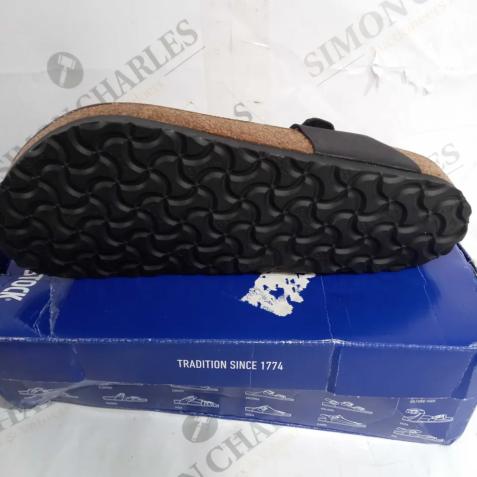 BOXED BIRKENSTOCK GIZEH BRAIDED LEOI SANDALS, BLACK - SIZE 7