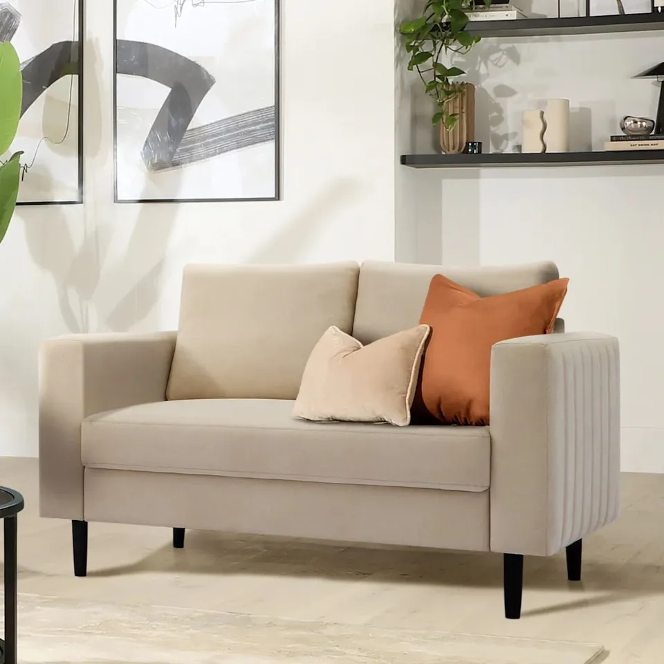 BOXED LANA 2 SEATER SOFA, CHAMPAGNE CLASSIC VELVET