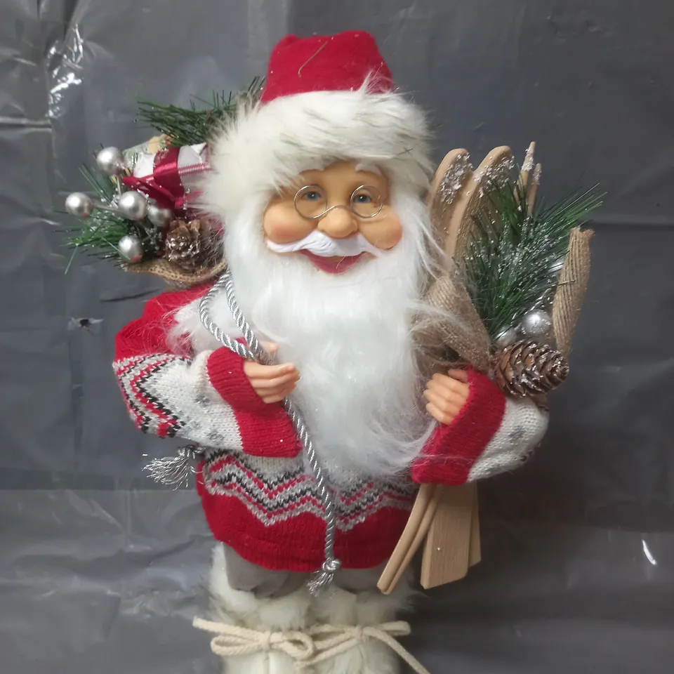 40 CM STANDING SANTA WITH SKIS CHRISTMAS DECORATION RRP £25.99