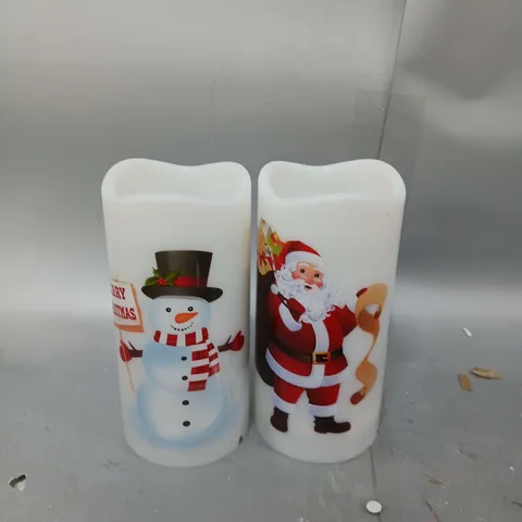 15CM SET 2 SANTA/SNOWMAN PROJECTOR CANDLE