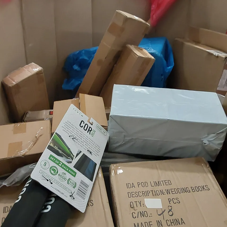 PALLET OF ASSORTED ITEMS INCLUDING: OFFICE CHAIR, ELECTRIC BLANKET, STORAGE OTTOMAN, PRESSURE COOKER, METAL CURTAIN POLE
