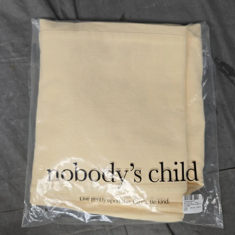 NOBODY'S CHILD CROPPED WIDE LEG JEANS IN PALE YELLOW SIZE UK 8
