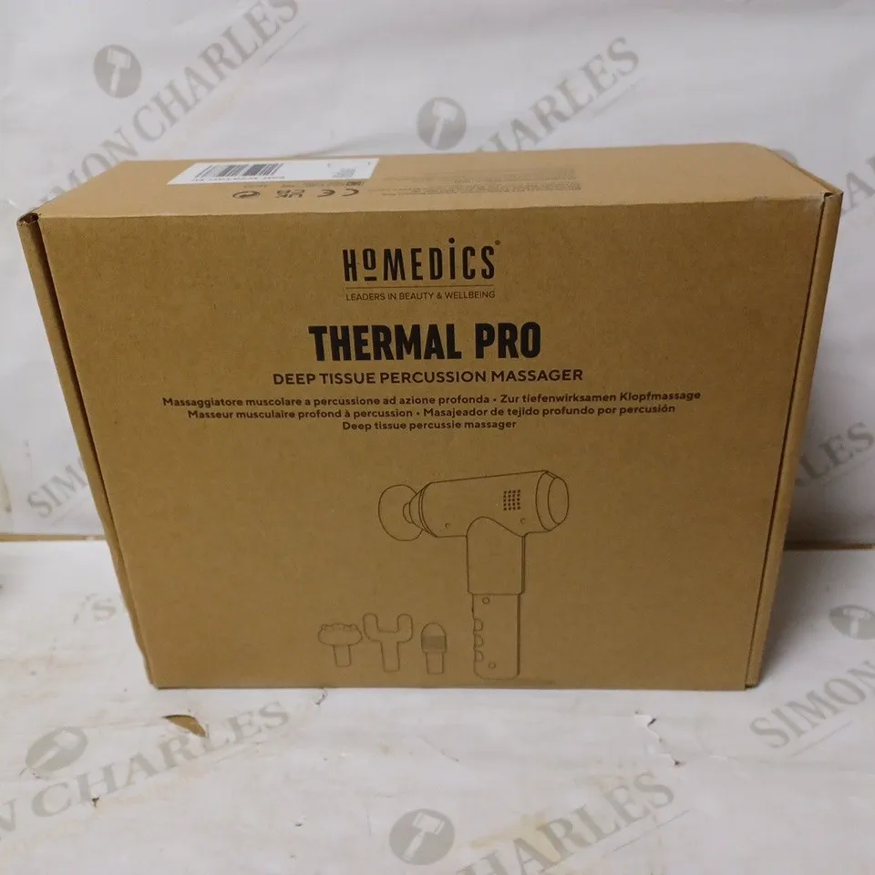 BOXED HOMEDICS THERMAL PRO DEEP TISSUE PERCUSSION MASSAGER WHITE