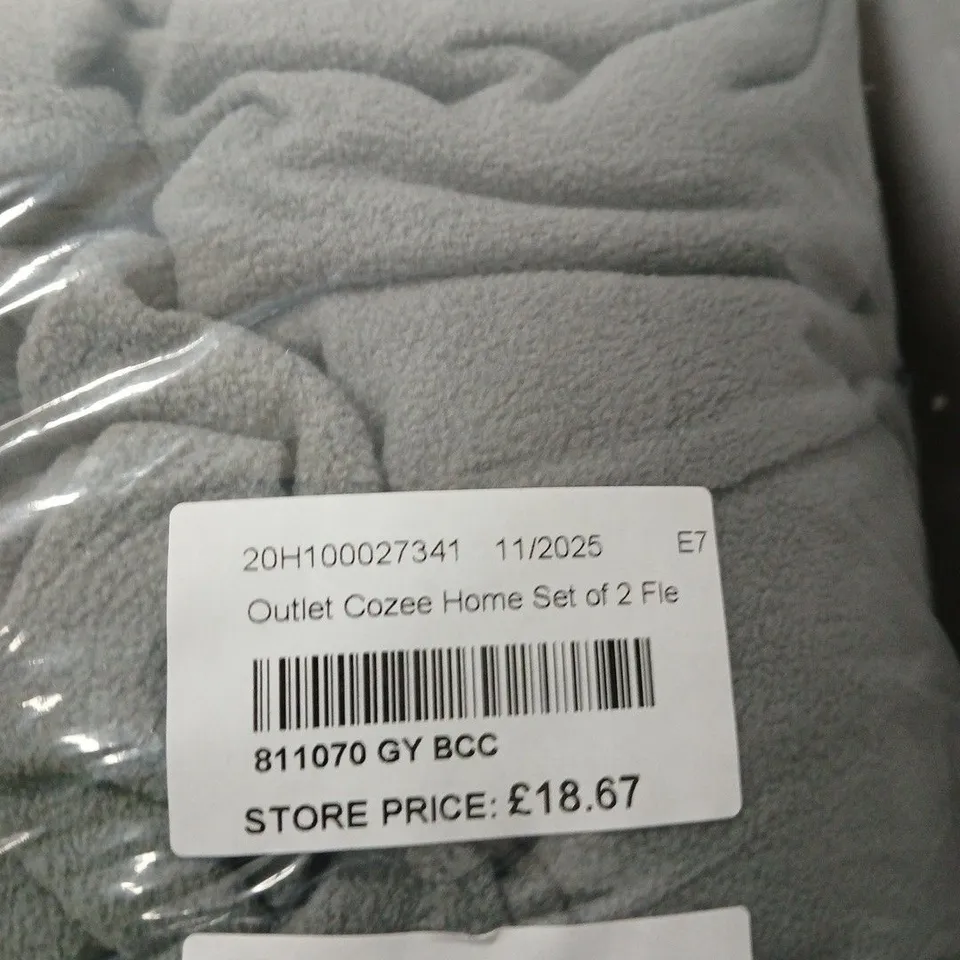 COZEE HOME FLEECE SET OF 2 FITTED SHEETS – GREY