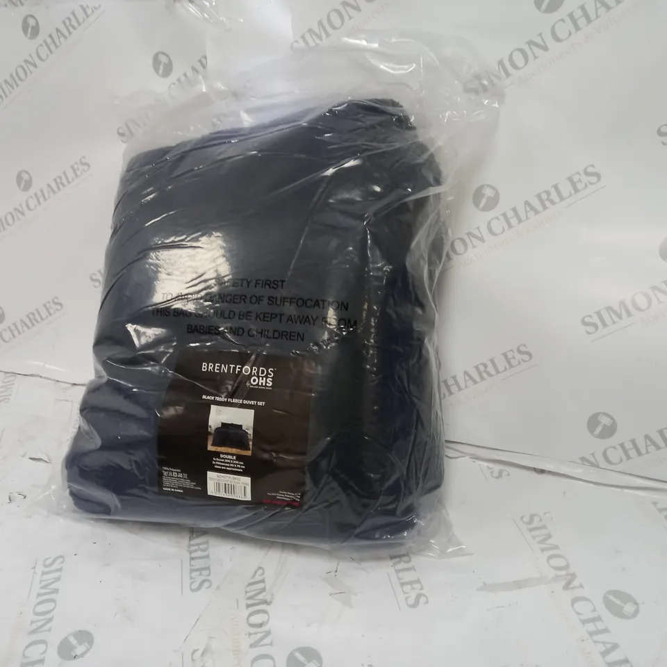 BRENTFORDS OHS BLACK TEDDY FLEECE DUVET SET - DOUBLE 