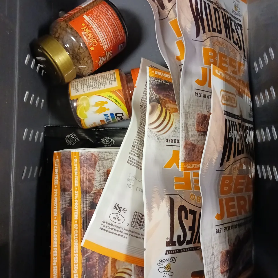 APPROXIMATELY 15 ASSORTED FOOD/DRINK PRODUCTS TO INCLUDE BEEF JERKY, FERRERO COLLECTION, TONY'S CHOCOLATE ETC