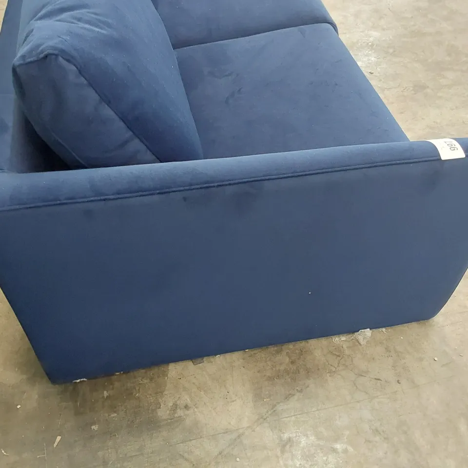 DESIGNER SIX SEATER SOFA BLUE PLUSH FABRIC