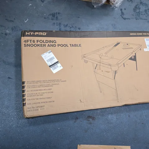 BOXED HY-PRO 4FT6IN SNOOKER AND POOL TABLE - COLLECTION ONLY