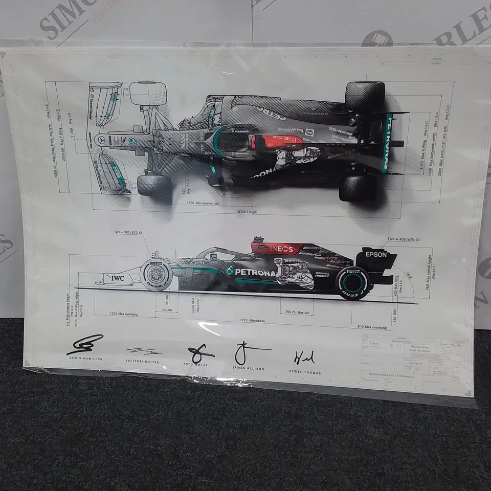 SIGNED MERCEDES F1 LIVERY SCHEMATIC