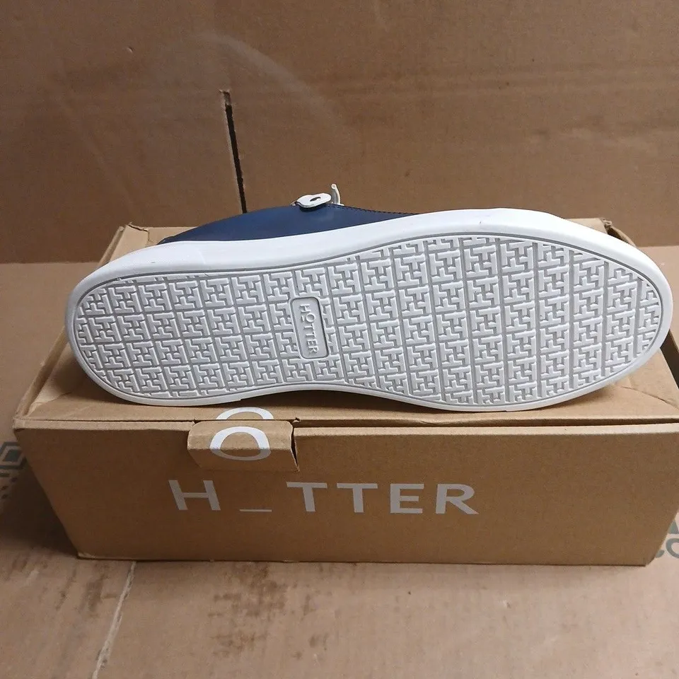 HOTTER AQUATIC BLUE CASUAL SHOES WITH SIDE ZIP BOXED SIZE 7.5