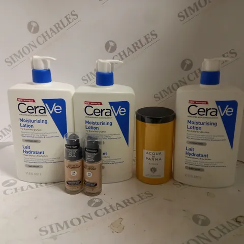 BOX OF ASSORTED COSMETIC ITEMS TO INCLUDE CERA VE, REVLON AND MIRROS