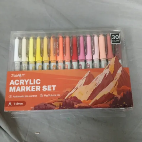JUSTART ACRYLIC MARKER SET – 30 COLOURS (BOXED, SEALED)