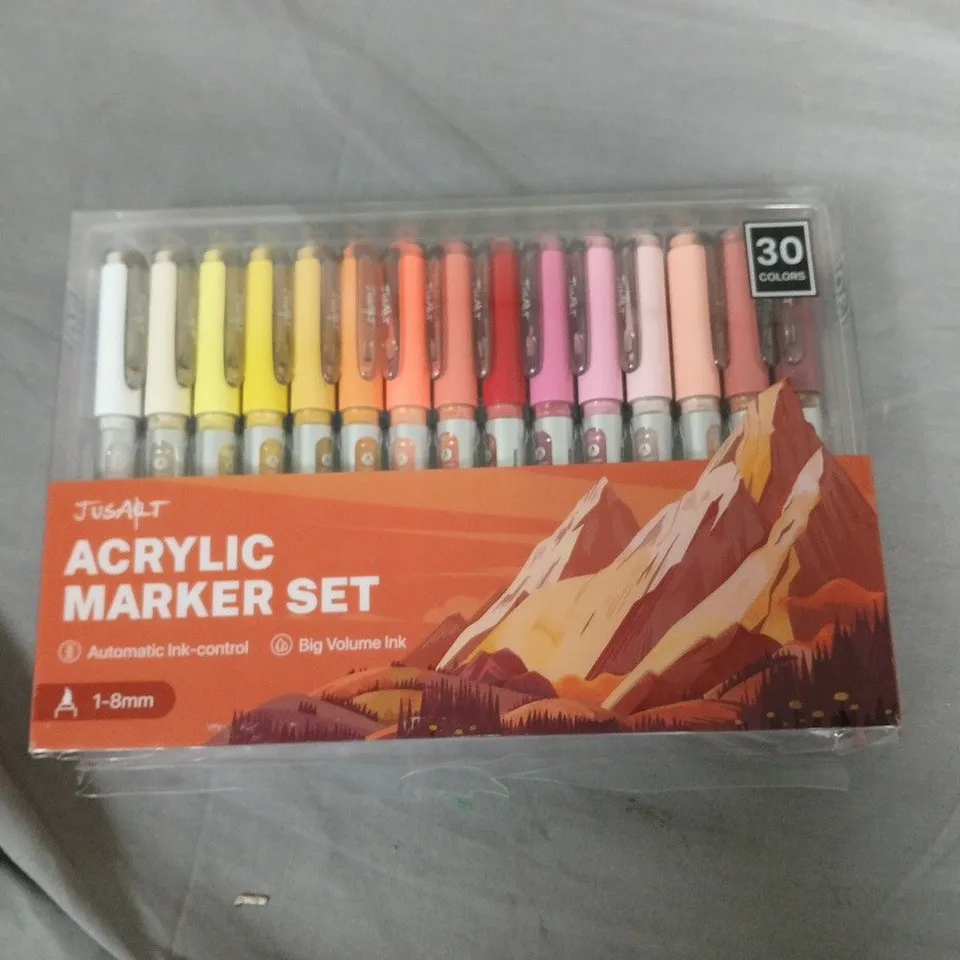 JUSTART ACRYLIC MARKER SET – 30 COLOURS (BOXED, SEALED)