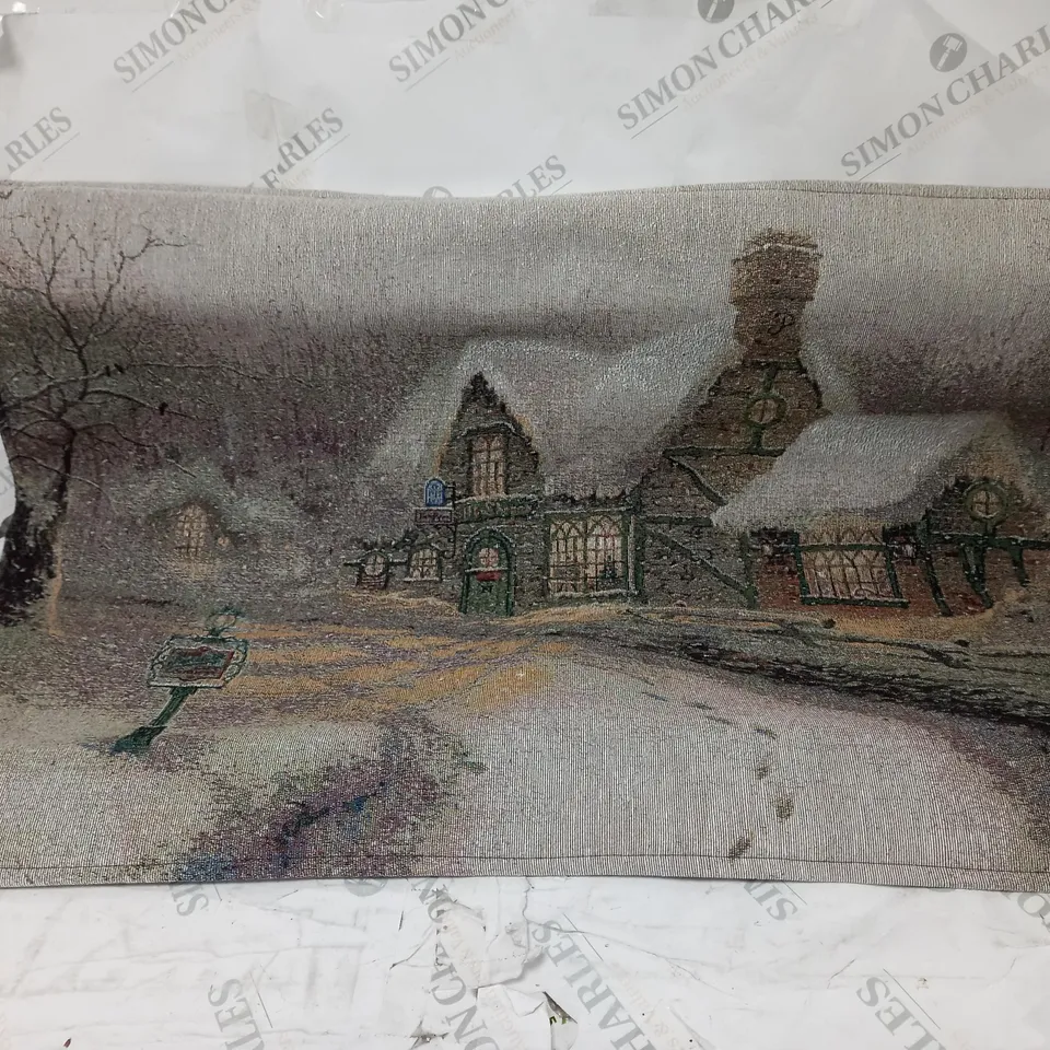 SNOWTIME OLDE PORTERFIELD FIBRE OPTIC HANGING WALL TAPESTRY - 92cm x 66cm COLLECTION ONLY