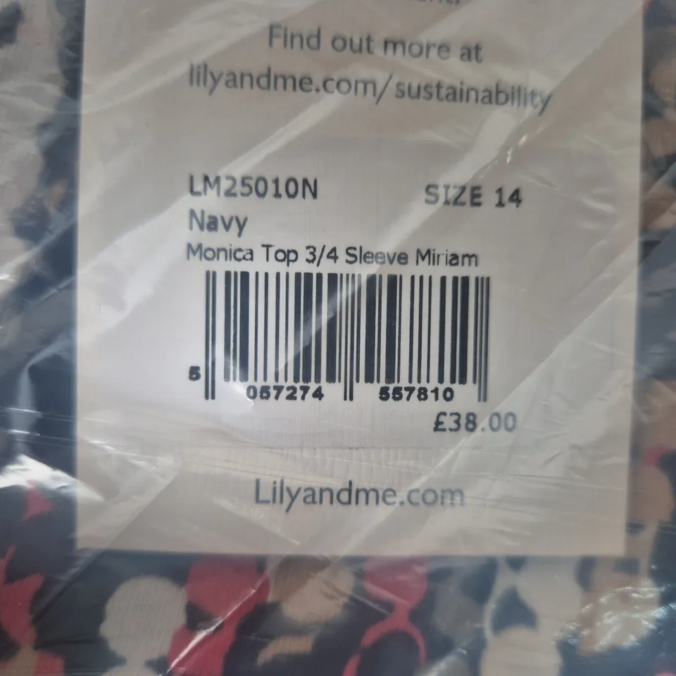 LILY & ME NAVY MONICA TOP 3/4 SLEEVE – UK 14