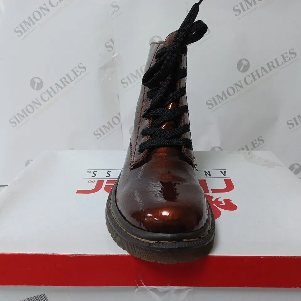 RIEKER LACE ANKLE BOOT BRONZE SIZE 6