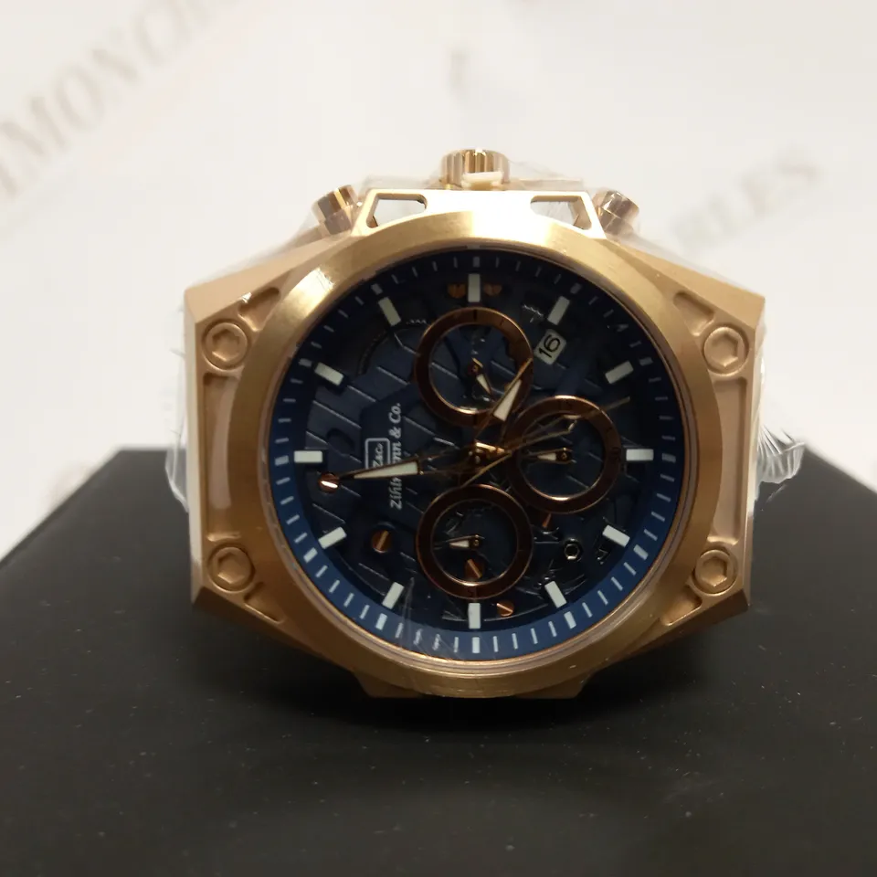 ZIHLMANN & CO TRIPLE DIAL STUD DETAIL RUBBER STRAP WATCH RRP £520