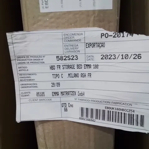 BOXED KINGSIZE EMMA STORAGE BED 180×200 -LIGHT GREY- [3 BOXES]