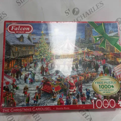 JUMBO FALCON DE LUXE THE CHRISTMAS CAROUSEL 2 X 1000 PIECE JIGSAW PUZZLE